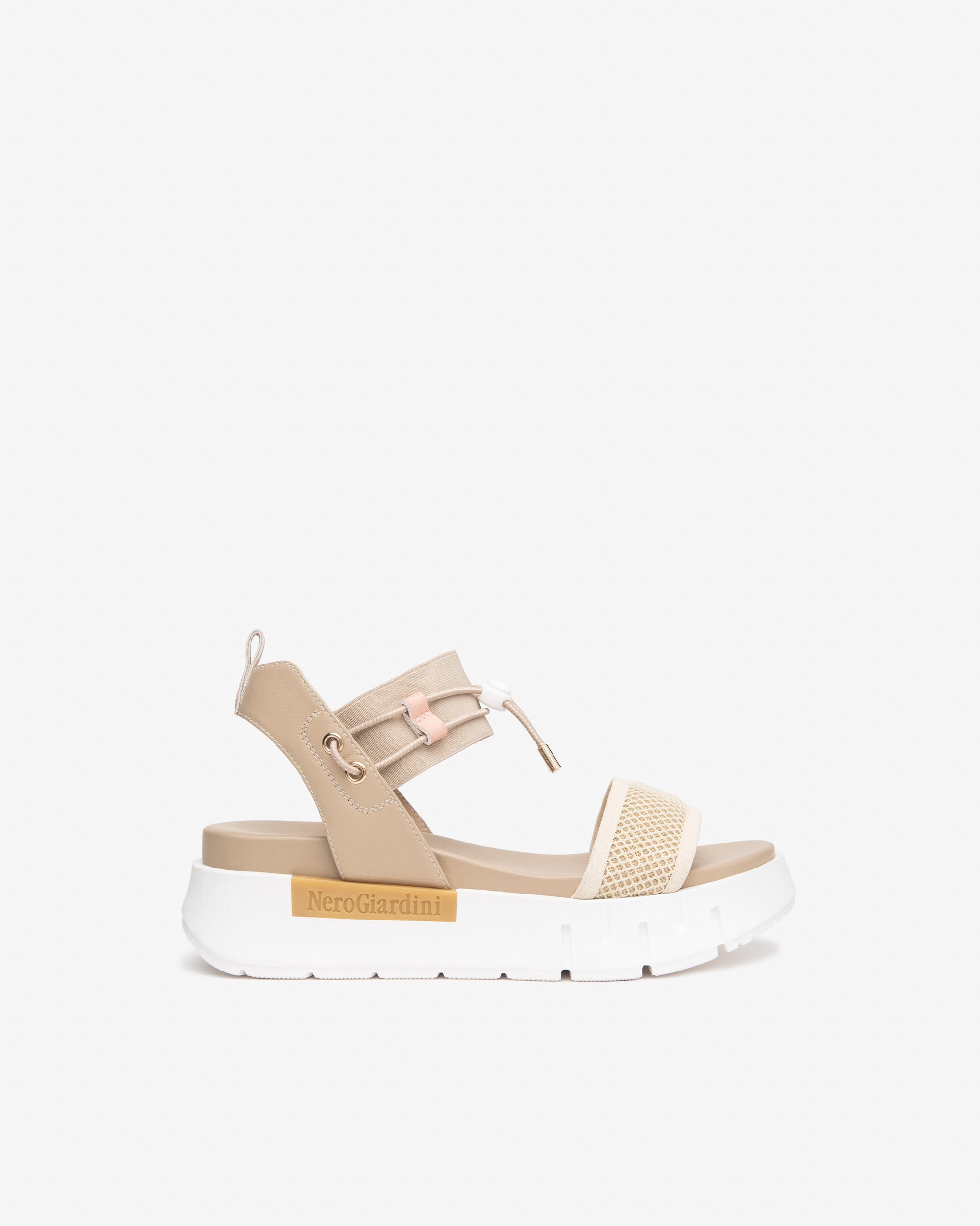 NeroGiardini Sandales Femme Cuir et Toile Plateforme 40 mm