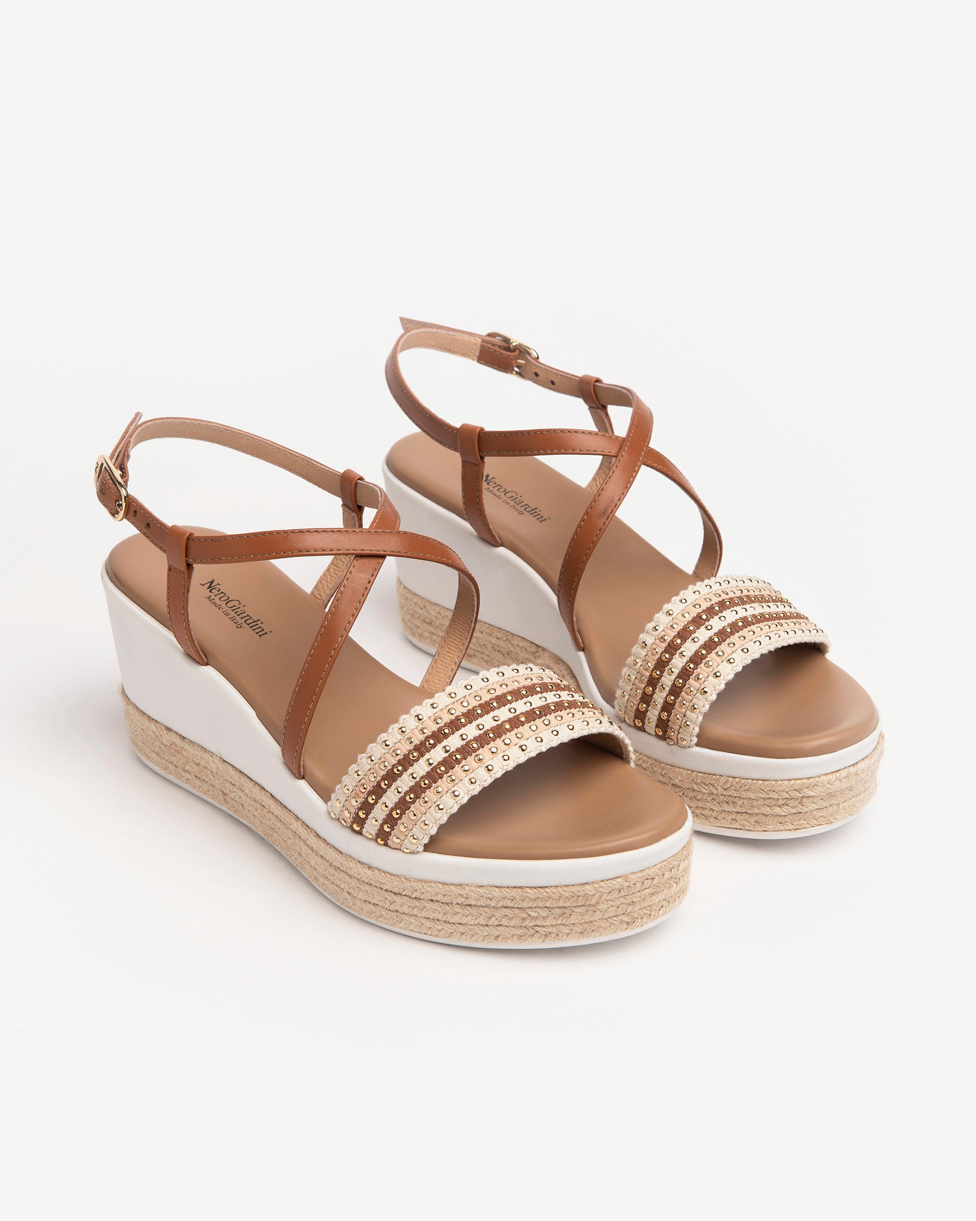 NeroGiardini Sandales femme cuir compensées 7 cm