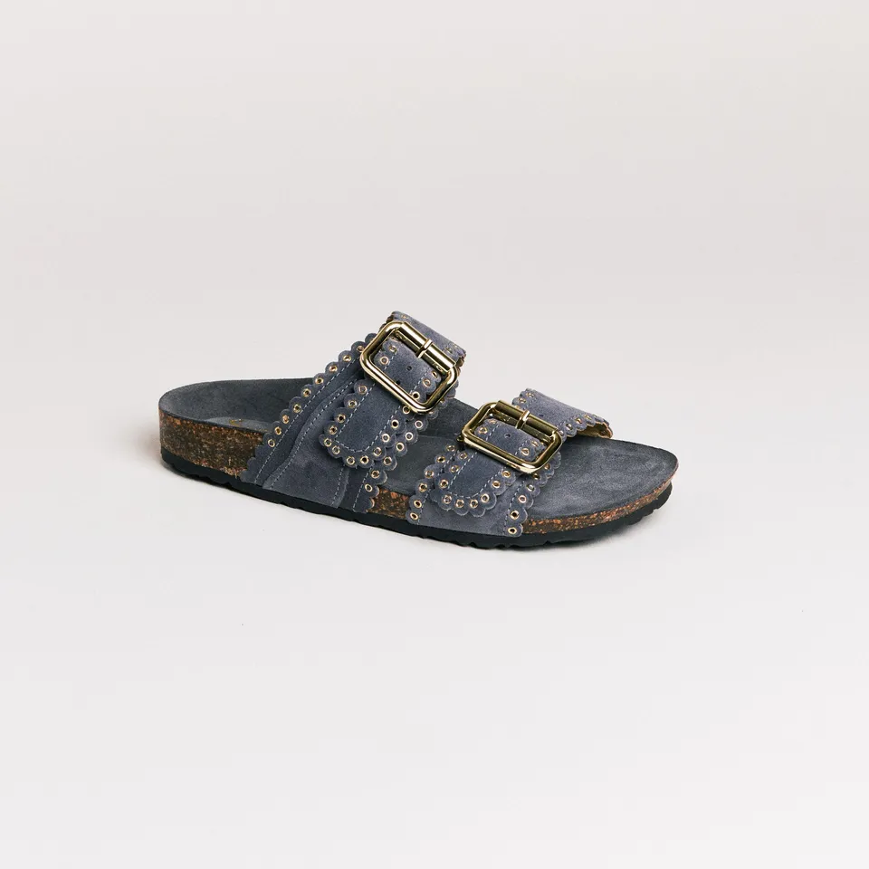 SMR Arianna mules gris croûte cuir brides réglables