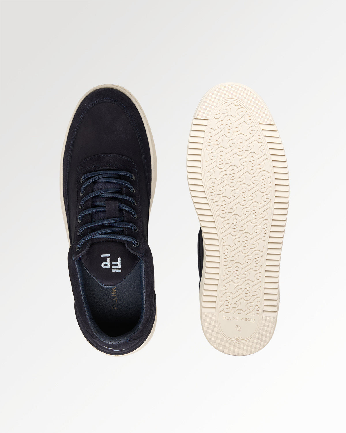 Filling Pieces Low Top Suede Grain Navy sneakers daim bleu