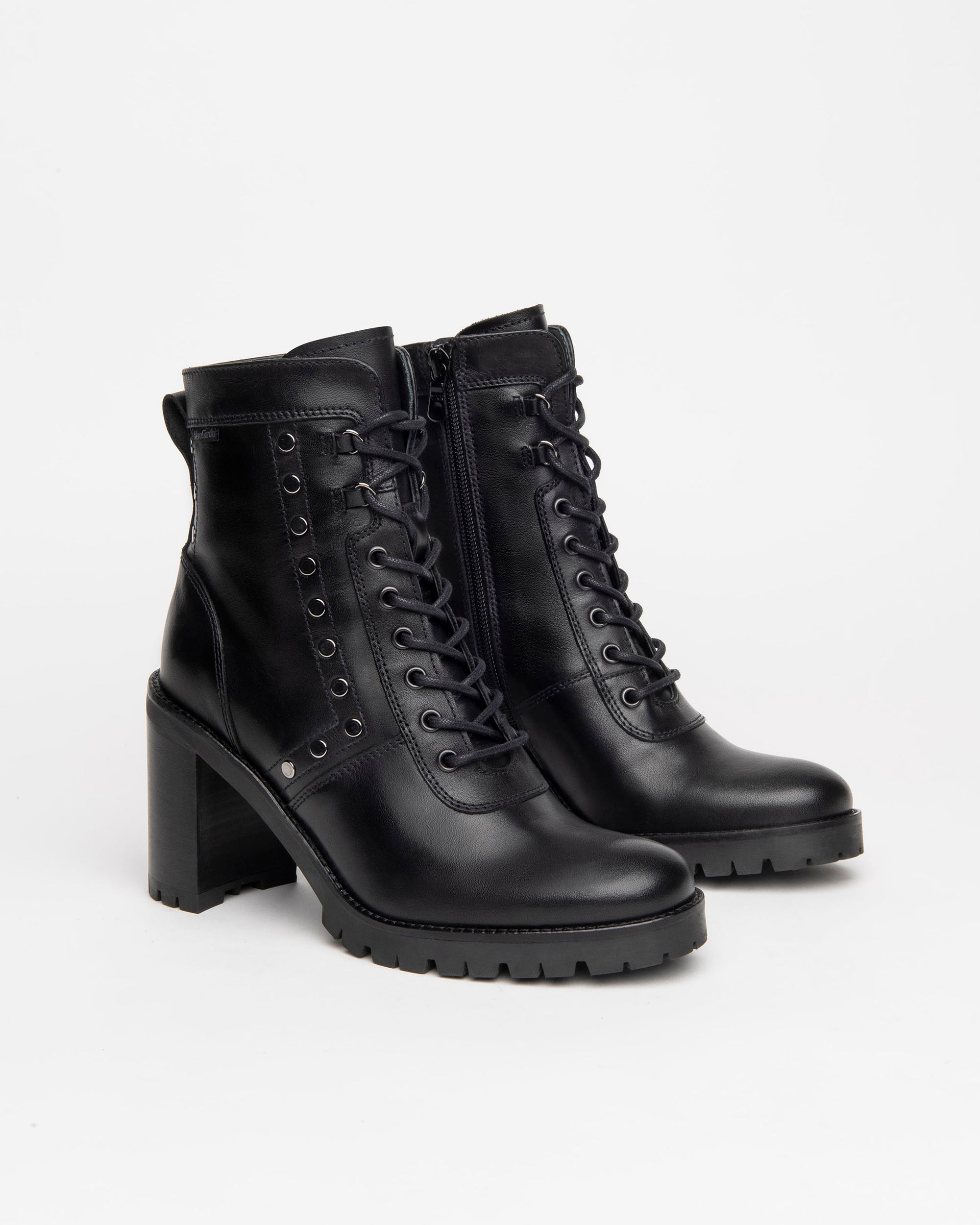 NeroGiardini Bottines Femme en Cuir Boots lacets talon 9 cm