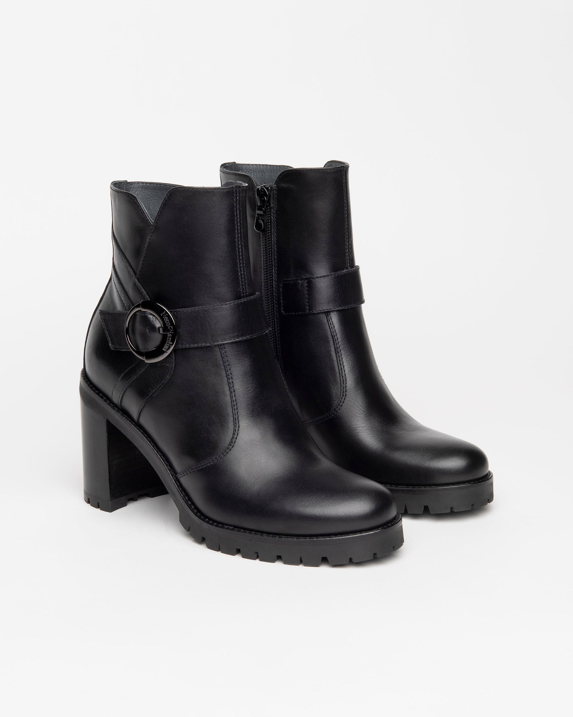 NeroGiardini Bottines Femme Cuir Talon 9 cm Boucle