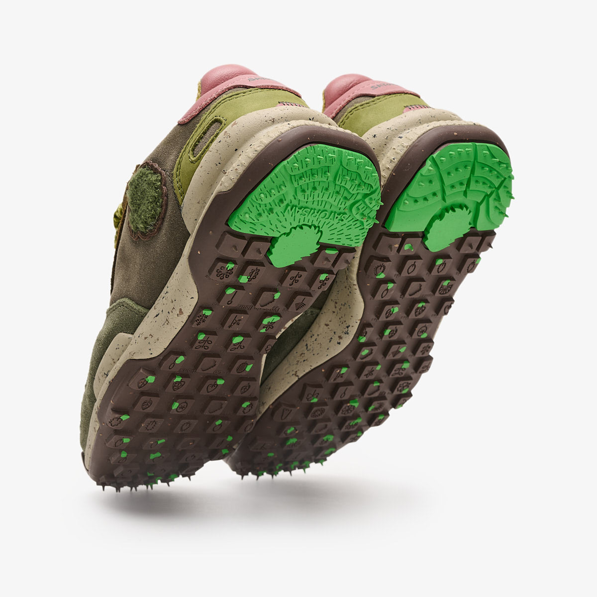 Satorisan Chacrona Suede baskets Kilim Green cuir