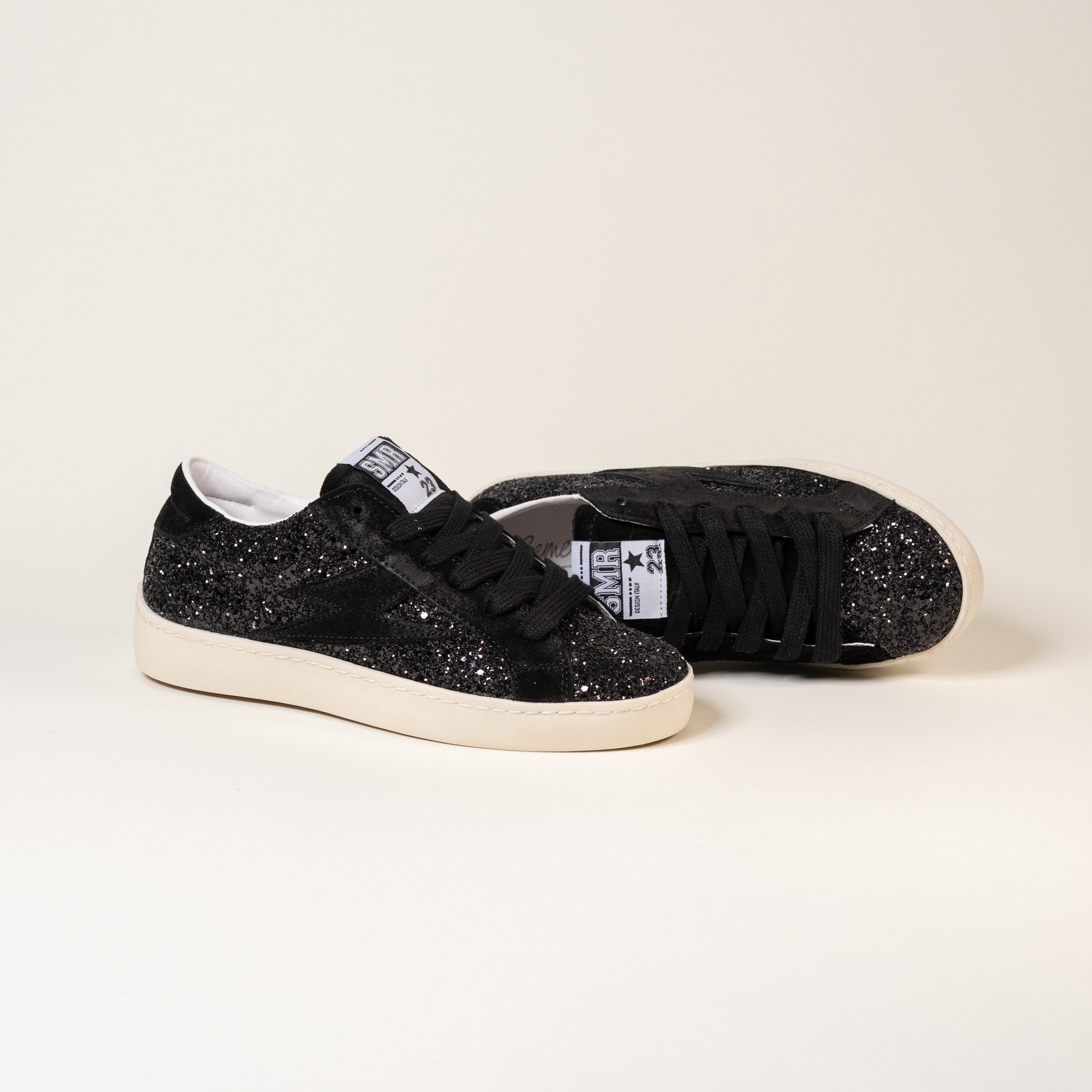 SMR Semerdjian Maya E177 baskets noir glitter cuir