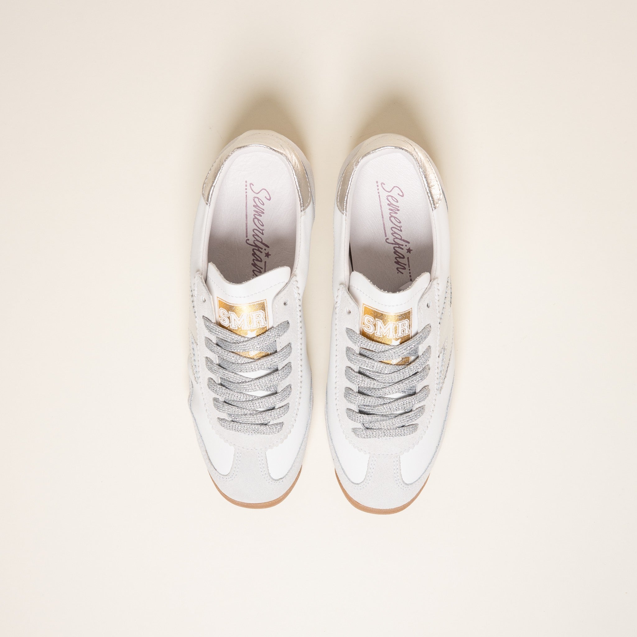 SMR Joyce E313 baskets cuir blanc argent