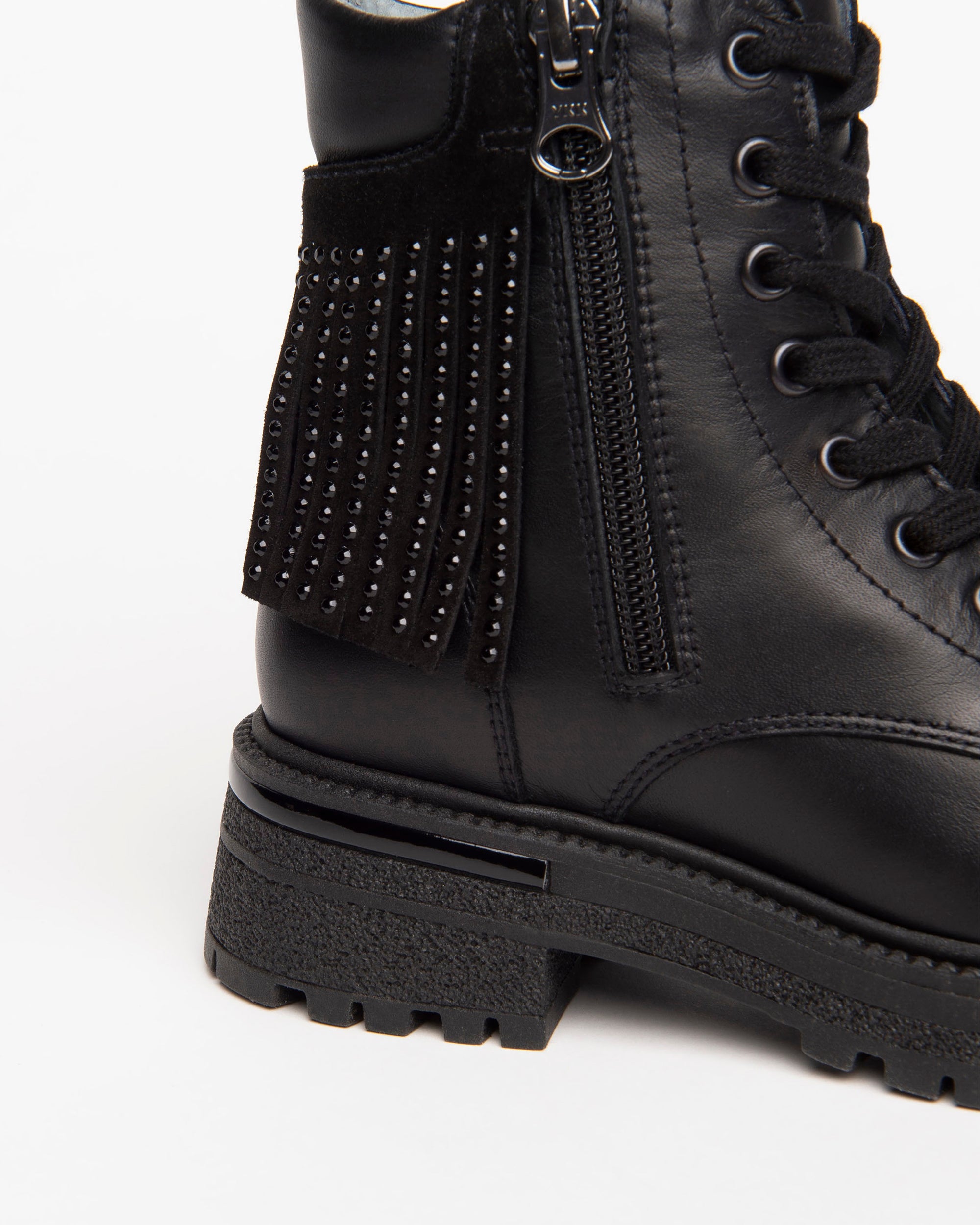 Nerogiardini Bottines Teens Fille Cuir Lacets Strass