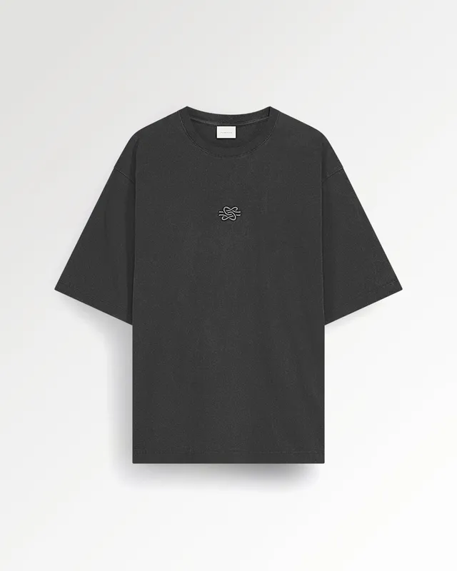 Filling Pieces T-shirt Boxy Embroidered Vintage Black coton