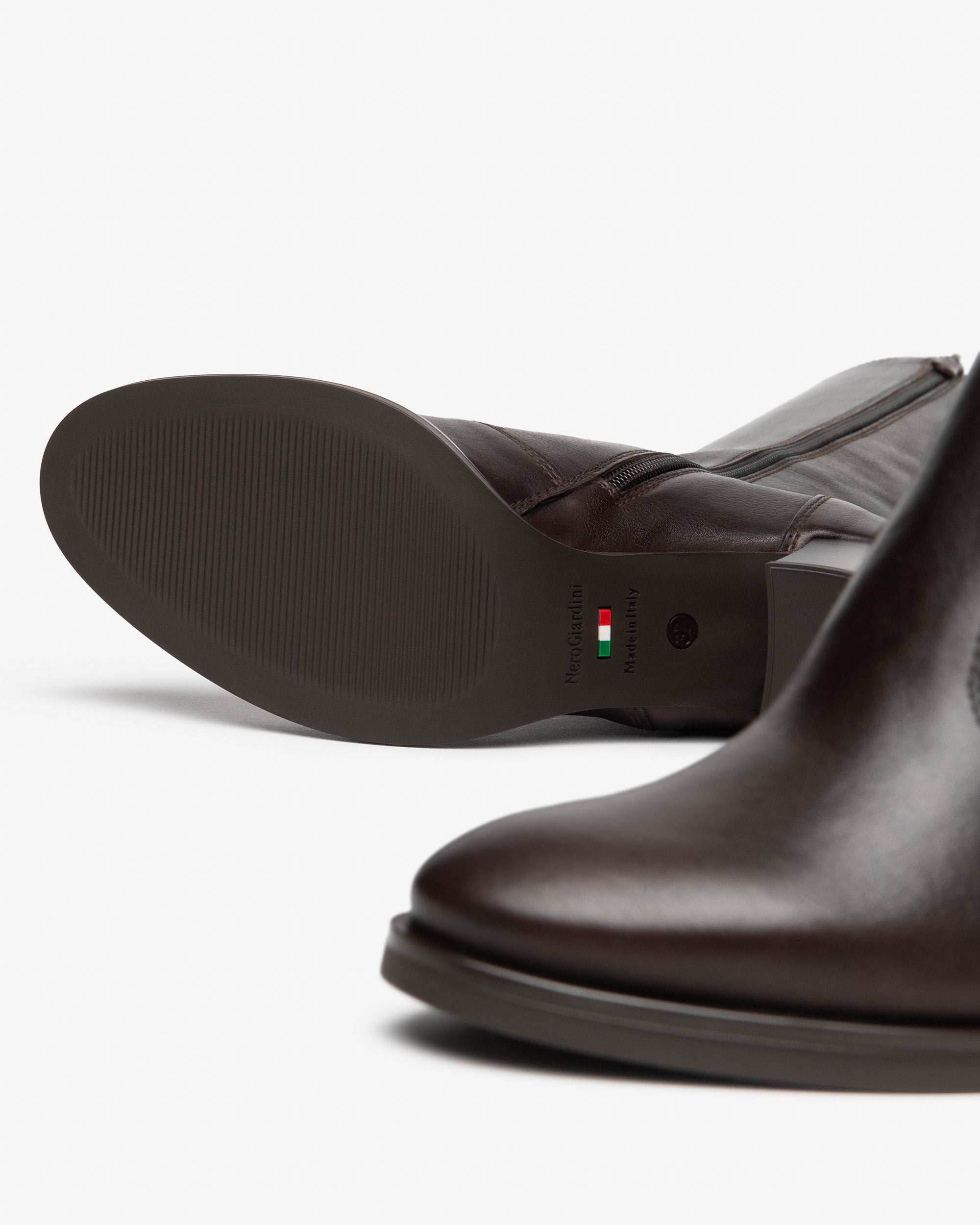 NeroGiardini Bottes Femme Cuir Tissu Talon 75 mm