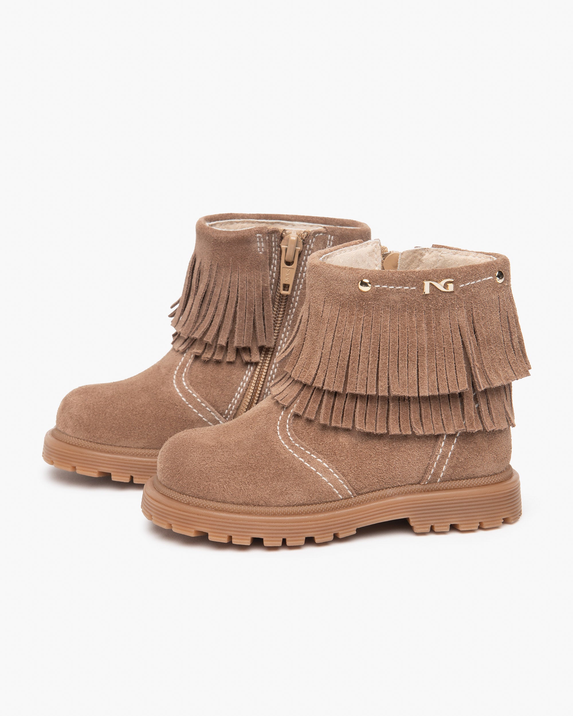 NeroGiardini Bottines Junior Fille Cuir Velours Franges