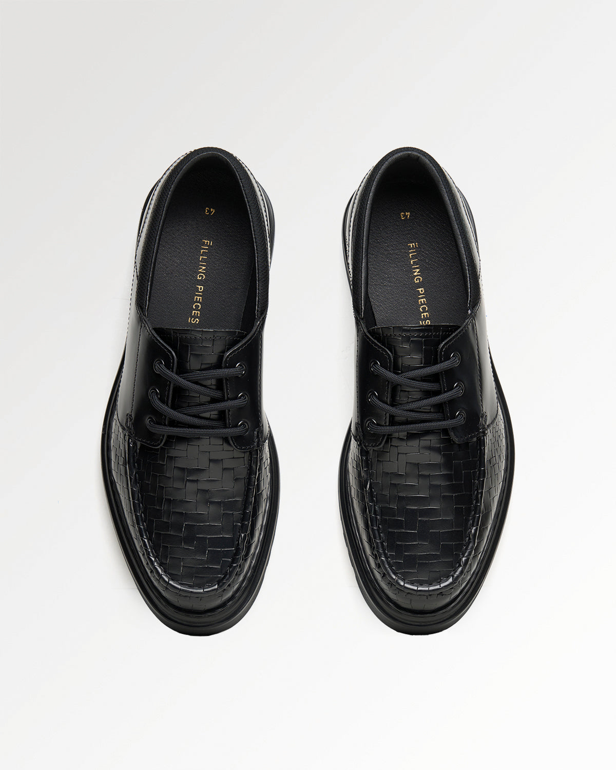 Filling Pieces Sea Tek Woven Twist baskets Black cuir