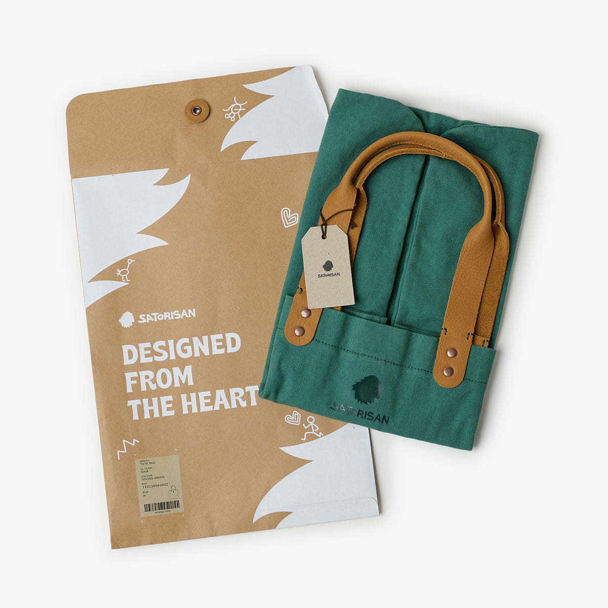 Satorisan Gaia sac tote bag vert taille M anses cuir