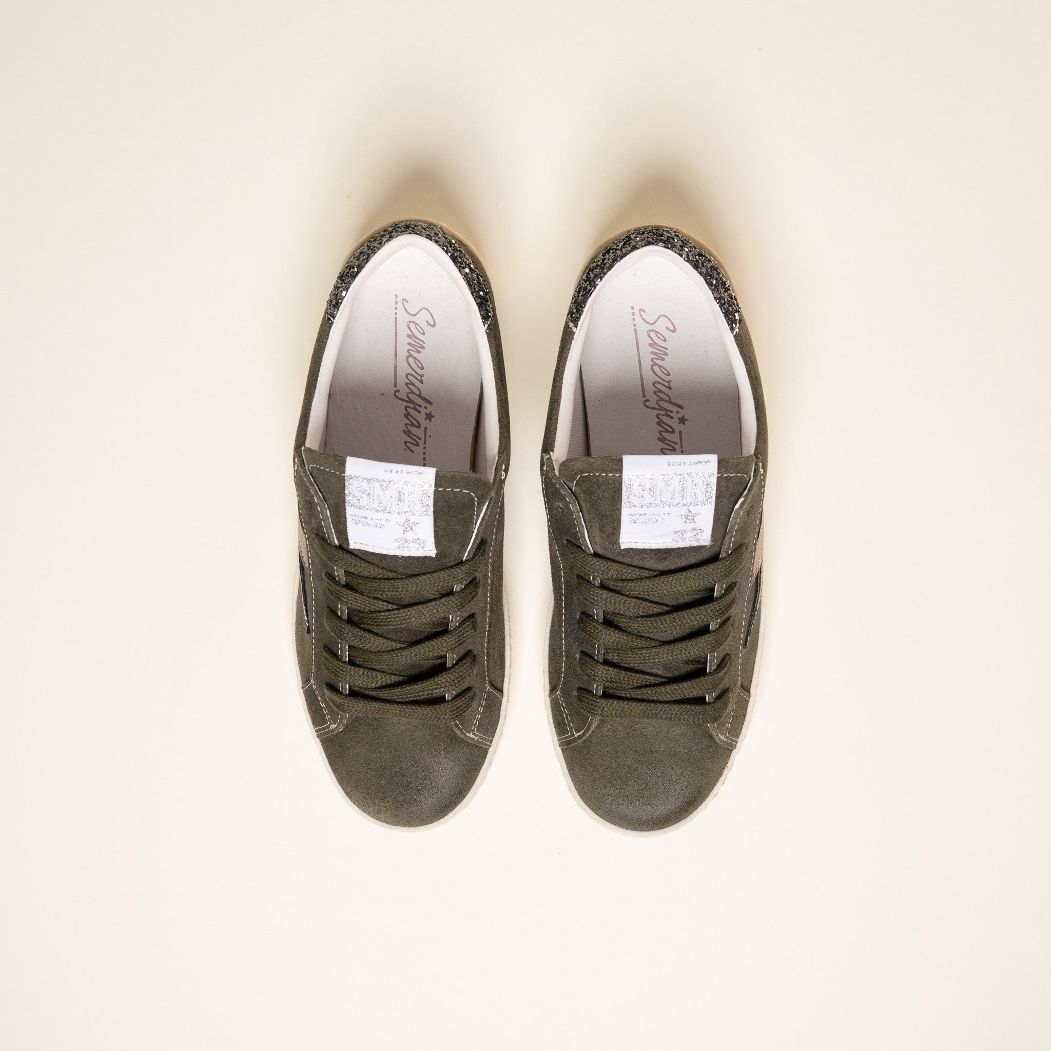 Semerdjian Maya E168 baskets kaki champagne cuir