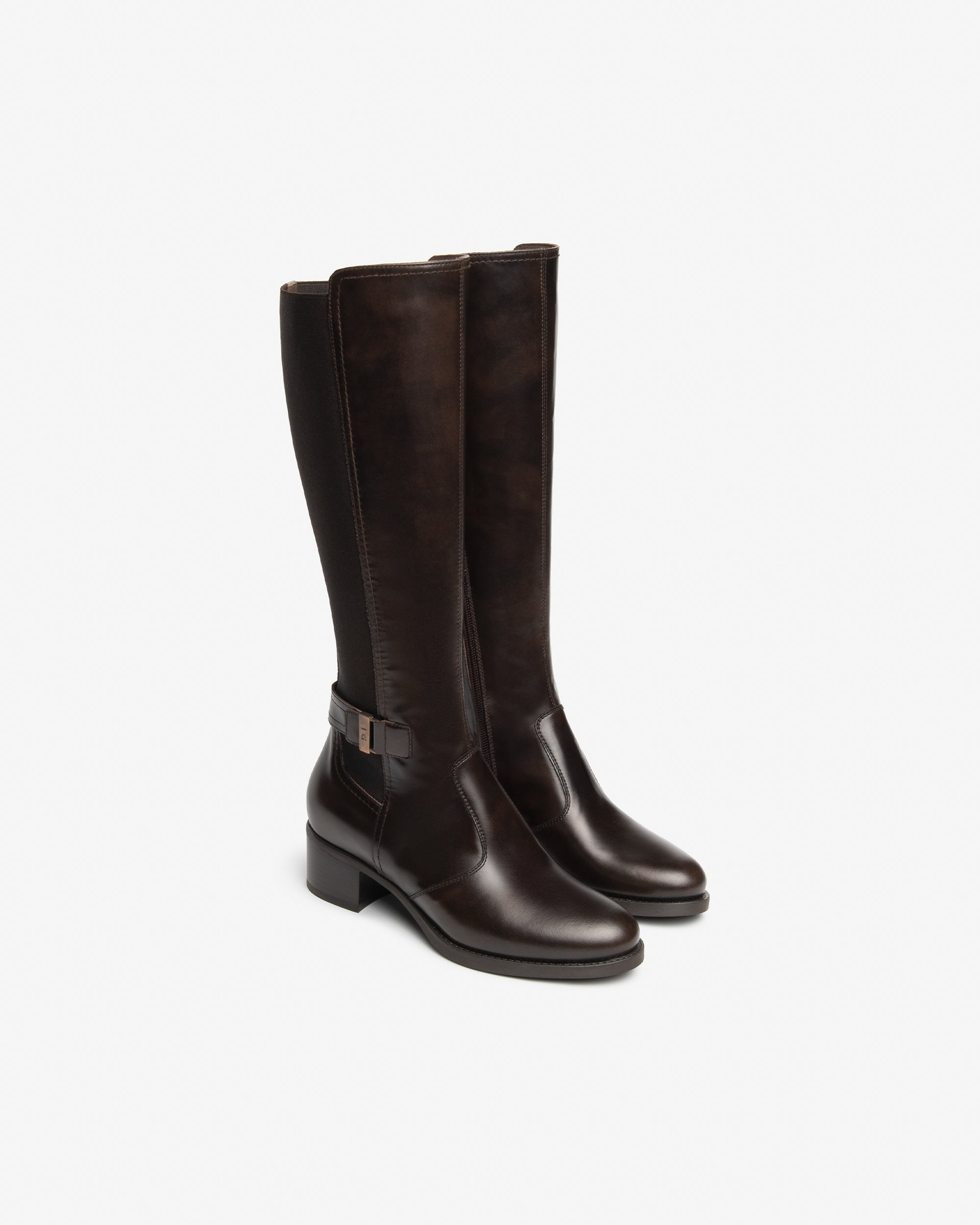 NeroGiardini Bottes Femme Cuir et Tissu Talon 40 mm