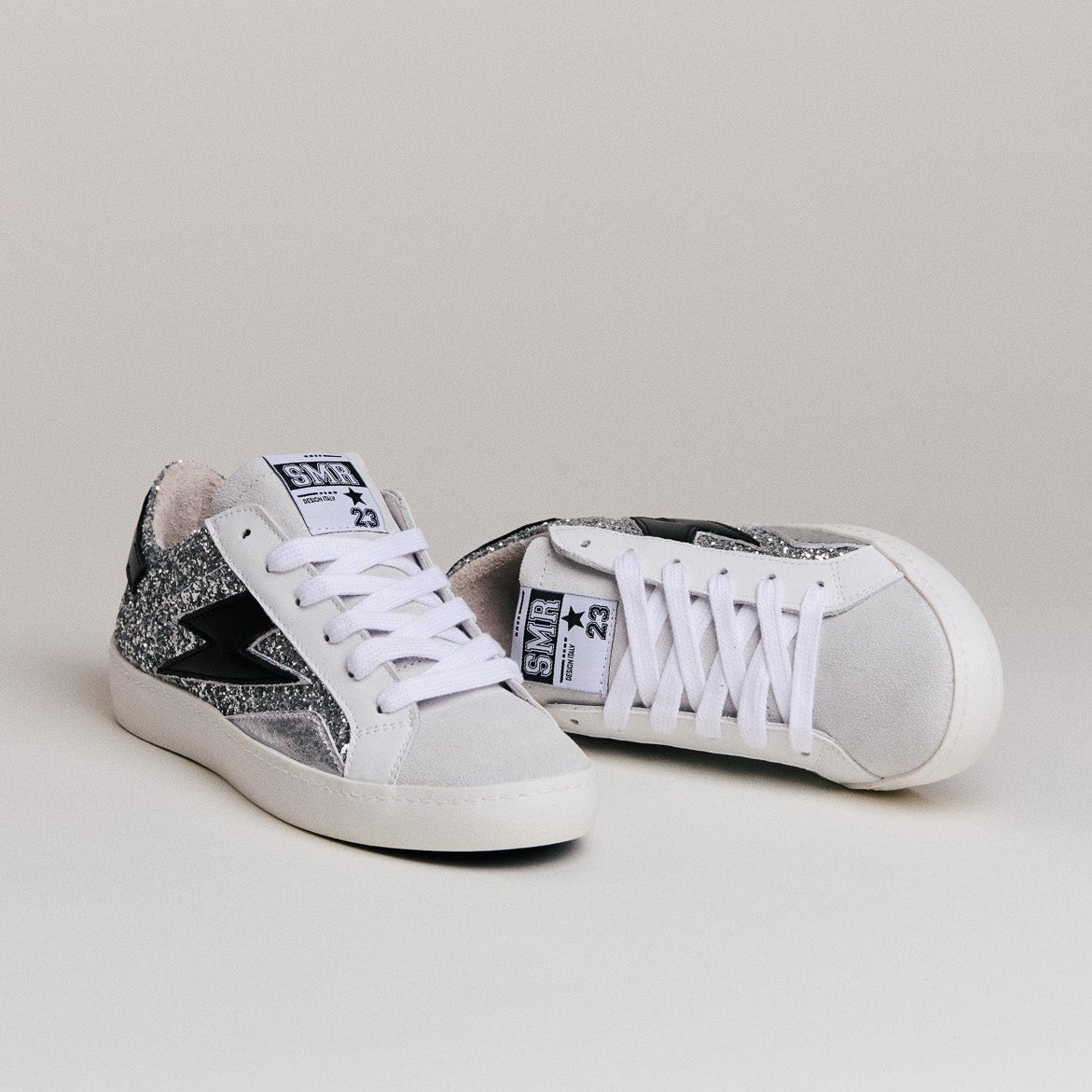 SMR Semerdjian Larry D588 Sneakers Glitter Argent Noir