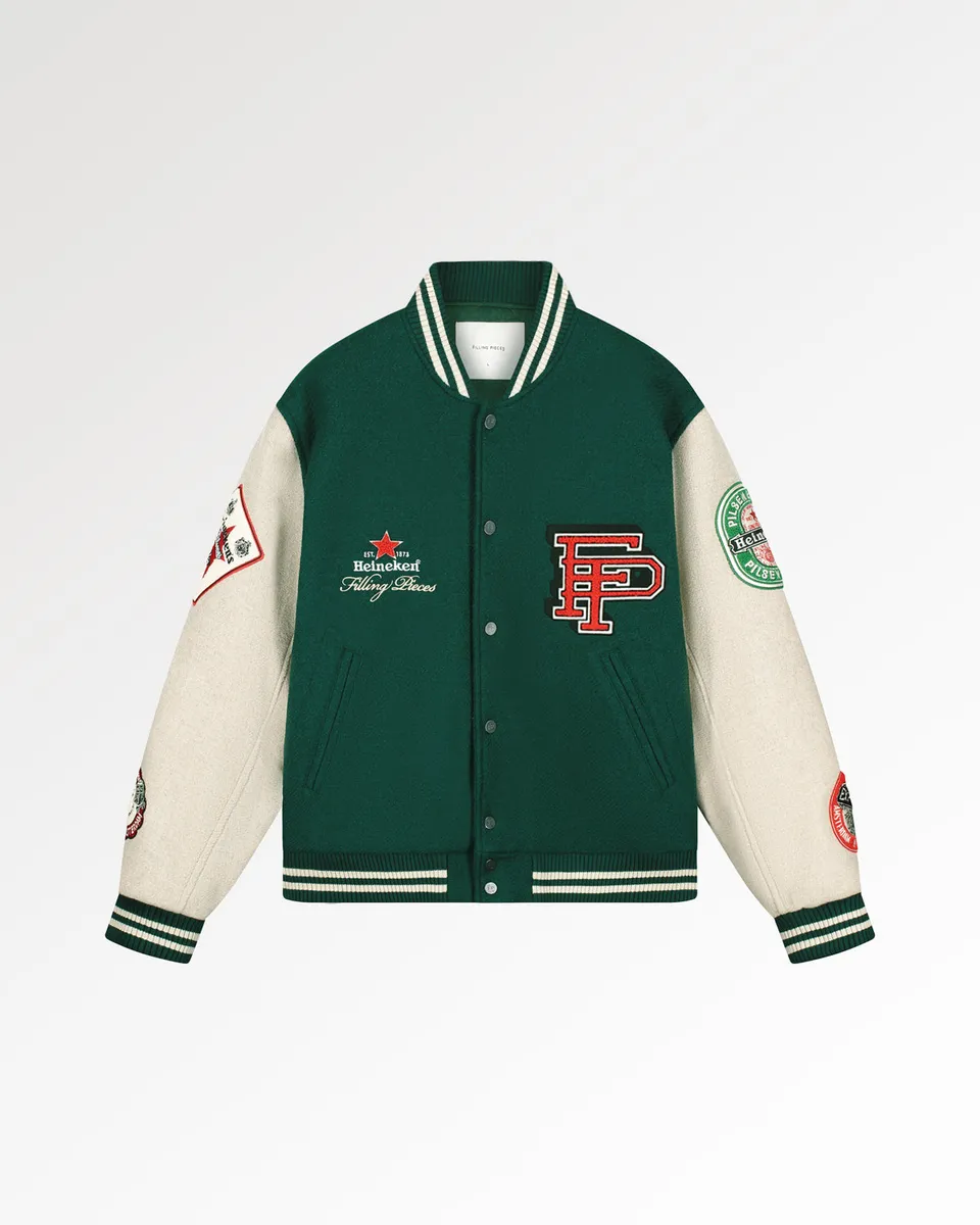 Filling Pieces Varsity Heineken Patch veste vert / blanc cassé