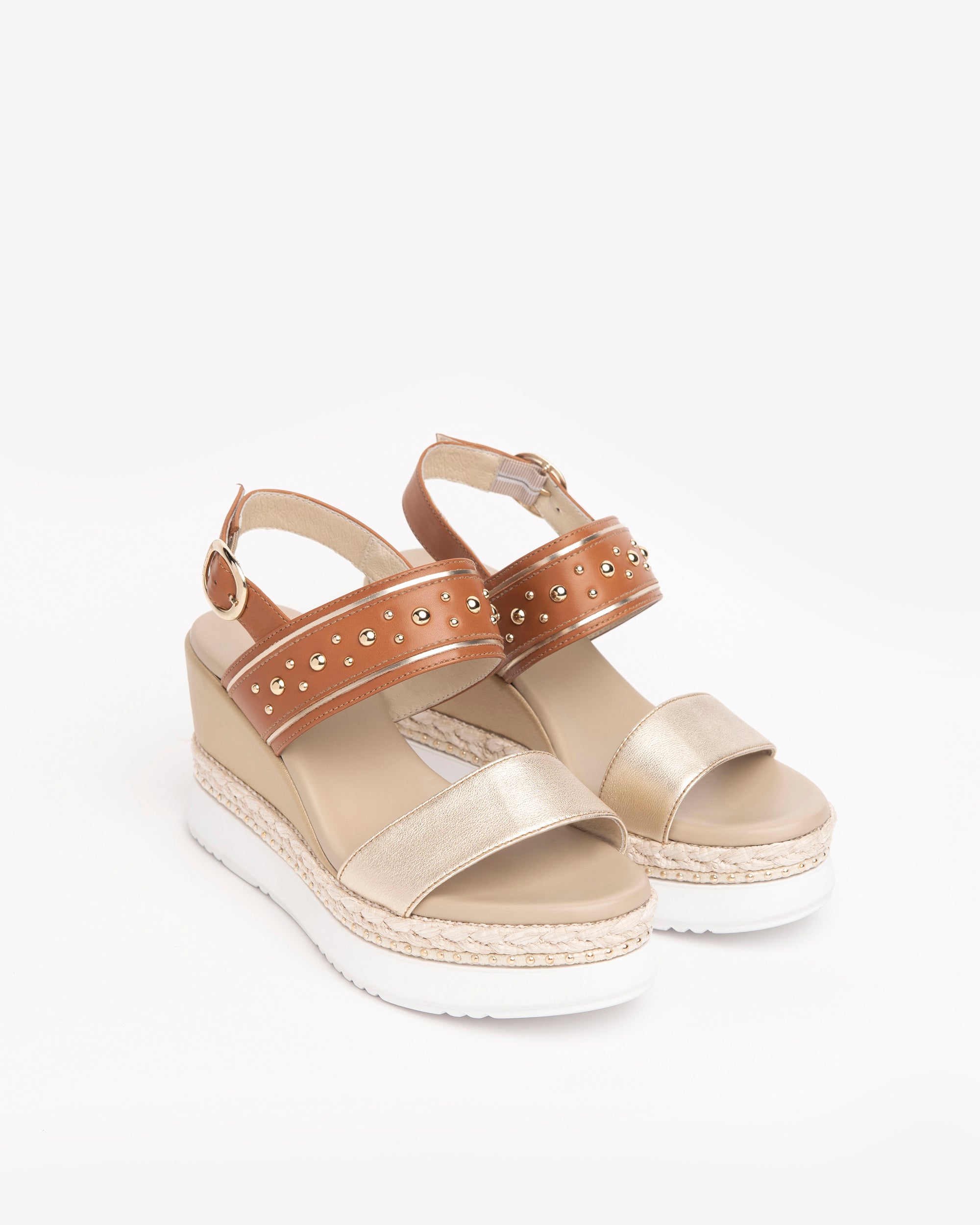 NeroGiardini Sandales Cuir Lamé Sandales Compensées Clous