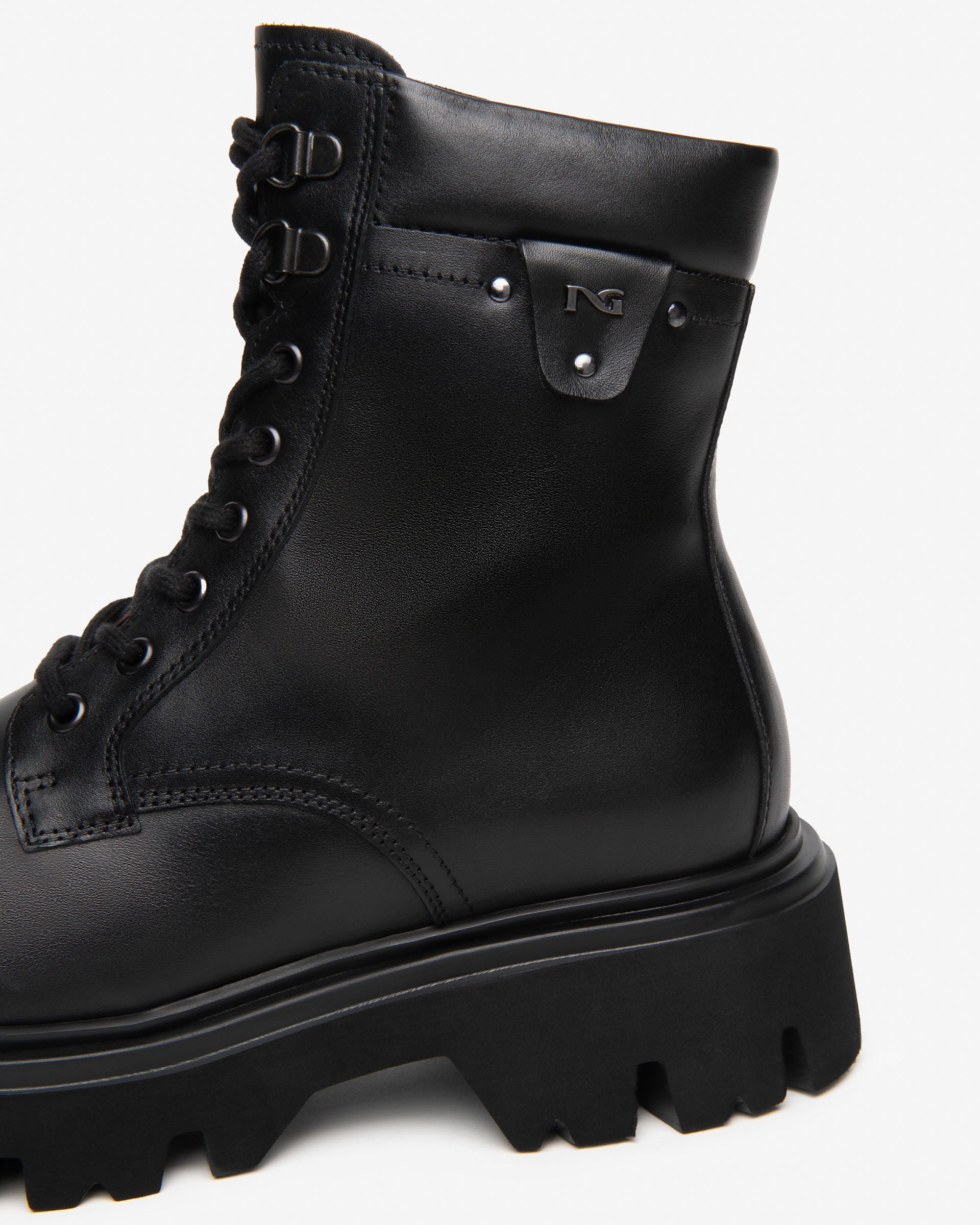 NeroGiardini Bottines motardes cuir lacets zip talon 55 mm 35-41
